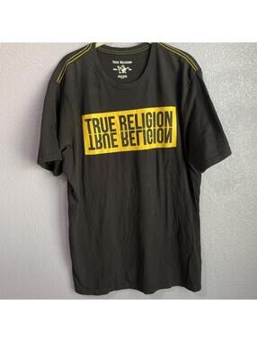 True Religion Graphic T Shirt Men's Size XL Black Short Sleeve Slim Casual Tee